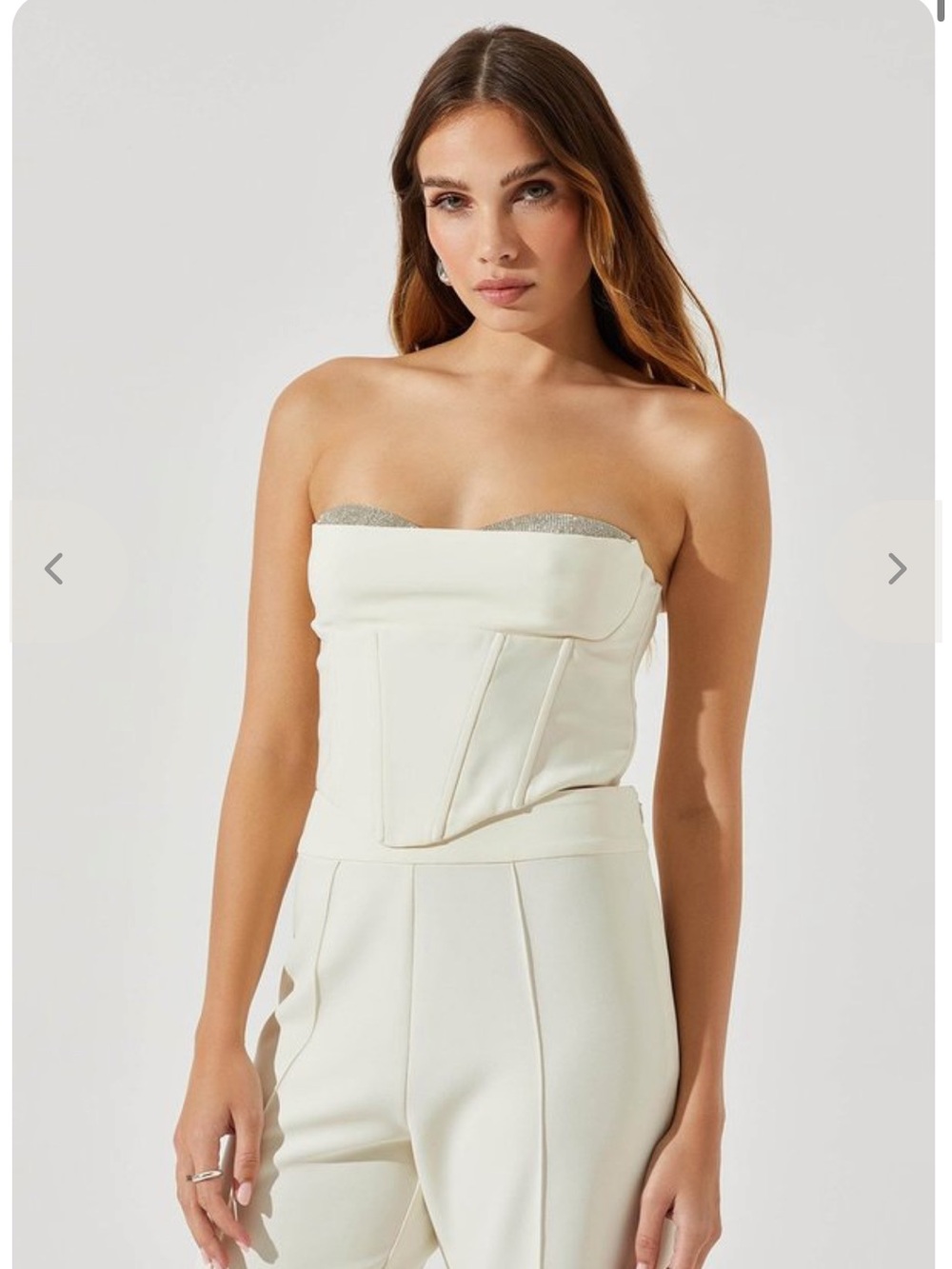 Astr Strapless Cream Corset with Gem Trim